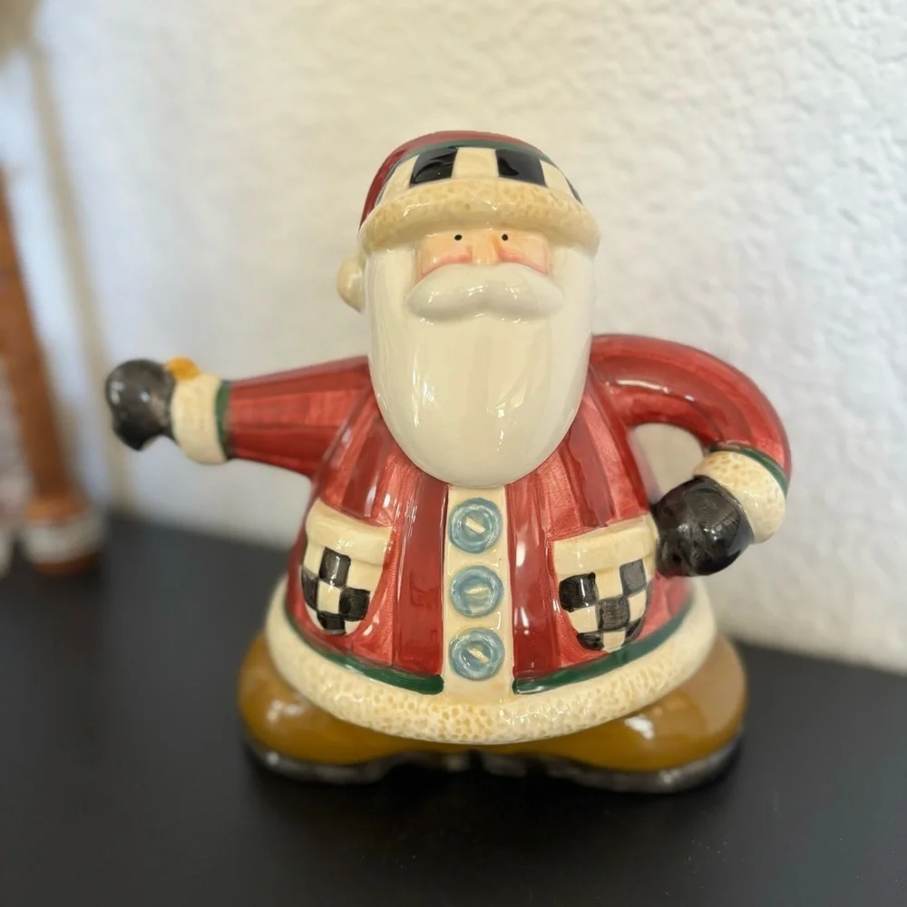 Sakura Debbie Mumm Short & Stout Santa Claus Christmas Hand Painted‎ Teapot